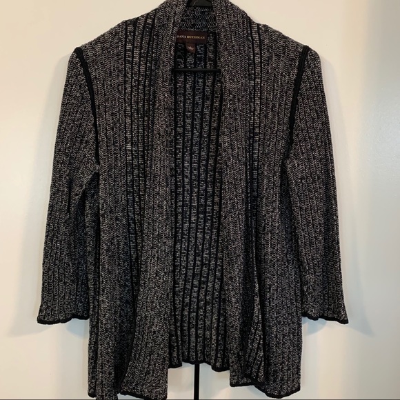 Dana Buchman gray & black cardigan with 3/4 length sleeves - Picture 1 of 8